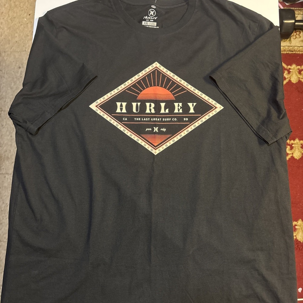 Hurley T-shirt Men's size 2XL Graphic Print Black Short Sleeve Regular Fit